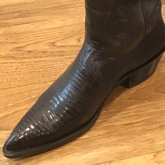 SALE❗️JUSTIN CHOCOLATE IGUANA LIZARD NARROW TOE - Picture 10 of 16